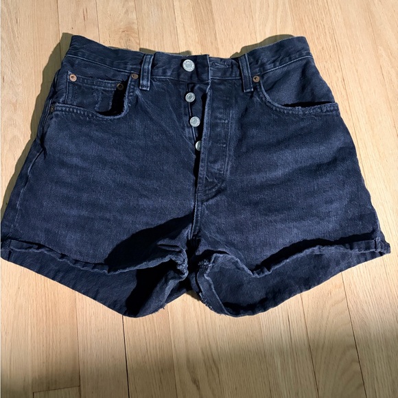 Agolde Pants - AGOLDE Dee Black Denim Shorts Size 26 High Rise Button Fly Organic Cotton